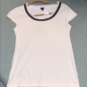Ann Taylor short sleeve cream top